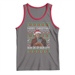 Ed Gein Christmas Tank Top Funny Merry Christmas Skin On Or Skin Off Turkey TS11 Deep Heather Red Print Your Wear