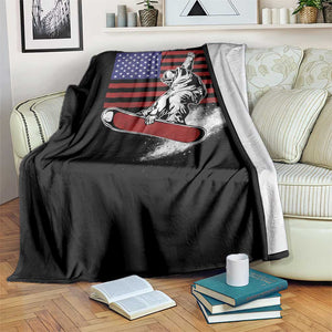Funny Snowboarding Lover American Flag Winter Sport Throw Blanket TS11 Print Your Wear