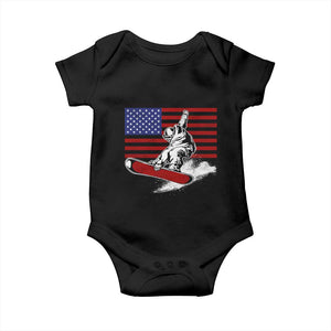 Funny Snowboarding Lover American Flag Winter Sport Baby Onesie TS11 Black Print Your Wear