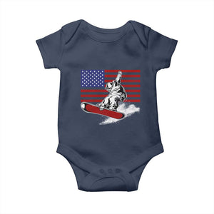 Funny Snowboarding Lover American Flag Winter Sport Baby Onesie TS11 Navy Print Your Wear