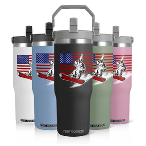 Funny Snowboarding Lover American Flag Winter Sport Flip Straw Tumbler TS11 Print Your Wear