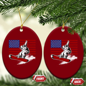 Funny Snowboarding Lover American Flag Winter Sport Ceramic Ornament TS11 Print Your Wear