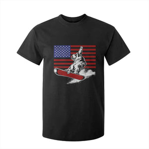 Funny Snowboarding Lover American Flag Winter Sport T Shirt For Kid TS11 Black Print Your Wear