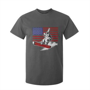 Funny Snowboarding Lover American Flag Winter Sport T Shirt For Kid TS11 Dark Heather Print Your Wear