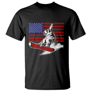 Funny Snowboarding Lover American Flag Winter Sport T Shirt TS11 Black Print Your Wear