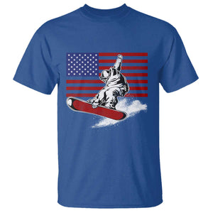 Funny Snowboarding Lover American Flag Winter Sport T Shirt TS11 Royal Blue Print Your Wear