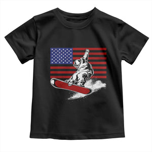 Funny Snowboarding Lover American Flag Winter Sport Toddler T Shirt TS11 Black Print Your Wear