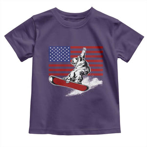 Funny Snowboarding Lover American Flag Winter Sport Toddler T Shirt TS11 Purple Print Your Wear