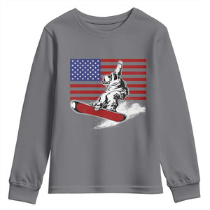 Funny Snowboarding Lover American Flag Winter Sport Youth Sweatshirt TS11 Charcoal Print Your Wear