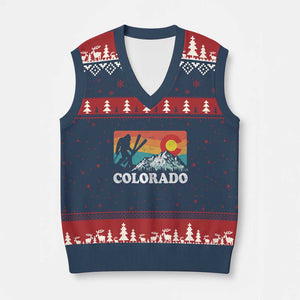 Funny Colorado Skiing Bigfoot Snow Mountain Winter Sport V-Neck Knit Sweater Vest TS11 Navy Red Print Your Wear
