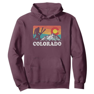 Funny Colorado Skiing Bigfoot Snow Mountain Winter Sport Hoodie TS11 Maroon Print Your Wear
