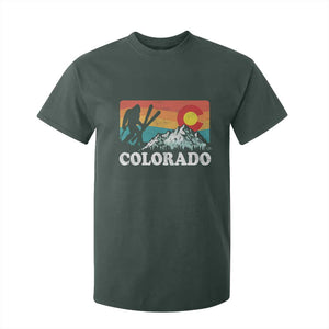 Funny Colorado Skiing Bigfoot Snow Mountain Winter Sport T Shirt For Kid TS11 Dark Forest Green Print Your Wear