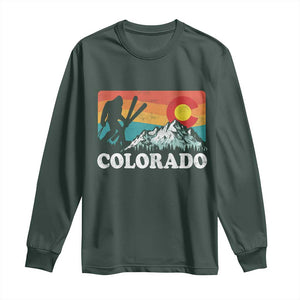 Funny Colorado Skiing Bigfoot Snow Mountain Winter Sport Long Sleeve Shirt TS11 Dark Forest Green Print Your Wear