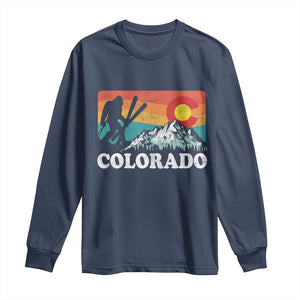 Funny Colorado Skiing Bigfoot Snow Mountain Winter Sport Long Sleeve Shirt TS11 Navy Print Your Wear