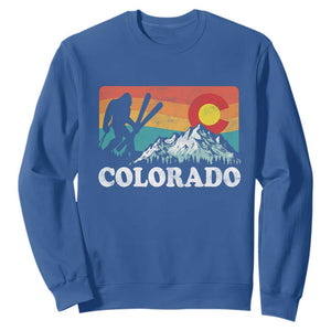 Funny Colorado Skiing Bigfoot Snow Mountain Winter Sport Sweatshirt TS11 Royal Blue Print Your Wear
