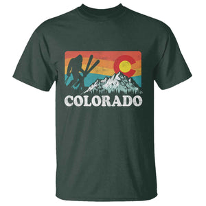 Funny Colorado Skiing Bigfoot Snow Mountain Winter Sport T Shirt TS11 Dark Forest Green Print Your Wear