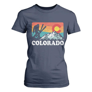 Funny Colorado Skiing Bigfoot Snow Mountain Winter Sport T Shirt For Women TS11 Navy Print Your Wear