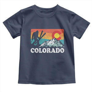 Funny Colorado Skiing Bigfoot Snow Mountain Winter Sport Toddler T Shirt TS11 Navy Print Your Wear