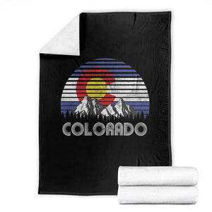 Colorado Flag Mountain 70s Retro Patriotic Colorado State Day Throw Blanket TS11 Black Print Your Wear