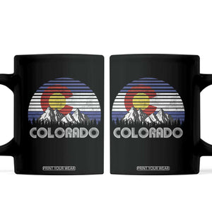 Colorado Flag Mountain 70s Retro Patriotic Colorado State Day Coffee Mug TS11 Black Print Your Wear