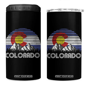 Colorado Flag Mountain 70s Retro Patriotic Colorado State Day 4 in 1 Can Cooler Tumbler TS11 One Size: 16 oz Black Print Your Wear