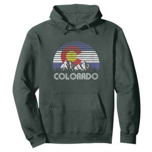 Colorado Flag Mountain 70s Retro Patriotic Colorado State Day Hoodie TS11 Dark Forest Green Print Your Wear