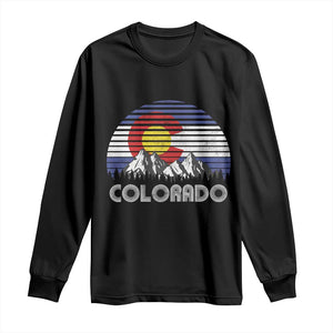 Colorado Flag Mountain 70s Retro Patriotic Colorado State Day Long Sleeve Shirt TS11 Black Print Your Wear