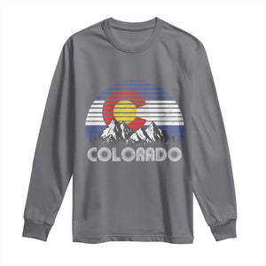 Colorado Flag Mountain 70s Retro Patriotic Colorado State Day Long Sleeve Shirt TS11 Charcoal Print Your Wear