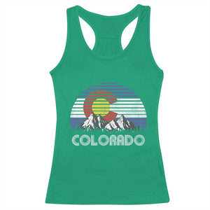 Colorado Flag Mountain 70s Retro Patriotic Colorado State Day Racerback Tank Top TS11 Irish Green Print Your Wear