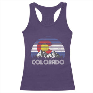 Colorado Flag Mountain 70s Retro Patriotic Colorado State Day Racerback Tank Top TS11 Purple Print Your Wear