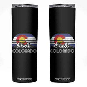 Colorado Flag Mountain 70s Retro Patriotic Colorado State Day Skinny Tumbler TS11 Black Print Your Wear