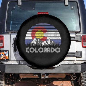 Colorado Flag Mountain 70s Retro Patriotic Colorado State Day Spare Tire Cover TS11 No hole Black Print Your Wear