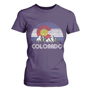 Colorado Flag Mountain 70s Retro Patriotic Colorado State Day T Shirt For Women TS11 Purple Print Your Wear