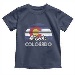 Colorado Flag Mountain 70s Retro Patriotic Colorado State Day Toddler T Shirt TS11 Navy Print Your Wear
