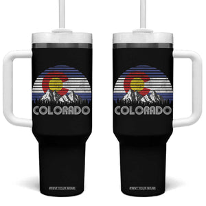 Colorado Flag Mountain 70s Retro Patriotic Colorado State Day Tumbler With Handle TS11 One Size: 40 oz Black Print Your Wear