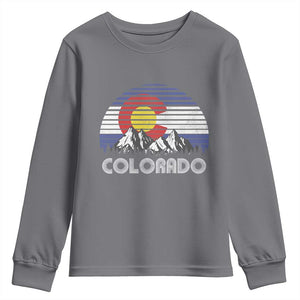 Colorado Flag Mountain 70s Retro Patriotic Colorado State Day Youth Sweatshirt TS11 Charcoal Print Your Wear