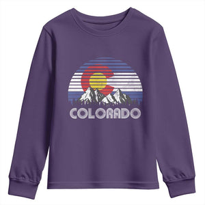 Colorado Flag Mountain 70s Retro Patriotic Colorado State Day Youth Sweatshirt TS11 Purple Print Your Wear