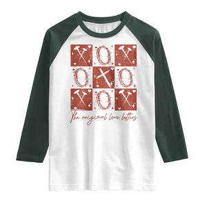 Christian Religious God Valentine's Day Raglan Shirt The Original Love Letters Thorns Cross TS11 White Dark Forest Green Print Your Wear