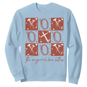 Christian Religious God Valentine's Day Sweatshirt The Original Love Letters Thorns Cross TS11 Light Blue Print Your Wear