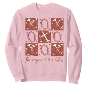 Christian Religious God Valentine's Day Sweatshirt The Original Love Letters Thorns Cross TS11 Light Pink Print Your Wear