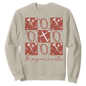 Christian Religious God Valentine's Day Sweatshirt The Original Love Letters Thorns Cross TS11 Sand Print Your Wear