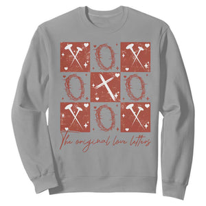 Christian Religious God Valentine's Day Sweatshirt The Original Love Letters Thorns Cross TS11 Sport Gray Print Your Wear