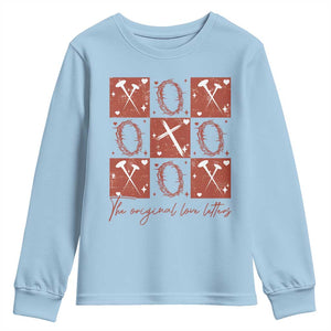 Christian Religious God Valentine's Day Youth Sweatshirt The Original Love Letters Thorns Cross TS11 Light Blue Print Your Wear