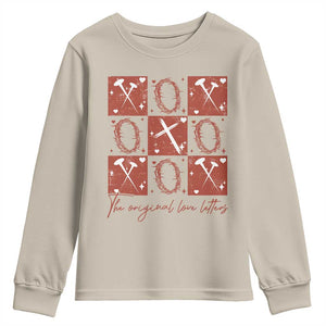 Christian Religious God Valentine's Day Youth Sweatshirt The Original Love Letters Thorns Cross TS11 Sand Print Your Wear