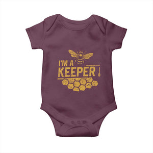 I Am A Keeper Baby Onesie Honey Bee Apiarist Funny Beekeeping TS11 Maroon Print Your Wear