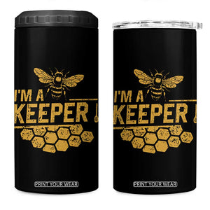 I Am A Keeper 4 in 1 Can Cooler Tumbler Honey Bee Apiarist Funny Beekeeping TS11 One Size: 16 oz Black Print Your Wear