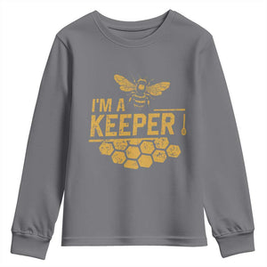 I Am A Keeper Youth Sweatshirt Honey Bee Apiarist Funny Beekeeping TS11 Charcoal Print Your Wear