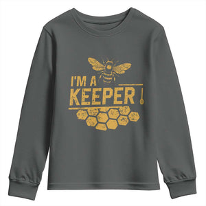 I Am A Keeper Youth Sweatshirt Honey Bee Apiarist Funny Beekeeping TS11 Dark Heather Print Your Wear