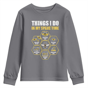 Funny Beekeeper Youth Sweatshirt Things I Do in My Spare Time Beekeeping TS11 Charcoal Print Your Wear