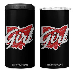 Buckeye Girl Ohio Home State 4 in 1 Can Cooler Tumbler TS11 One Size: 16 oz Black Print Your Wear